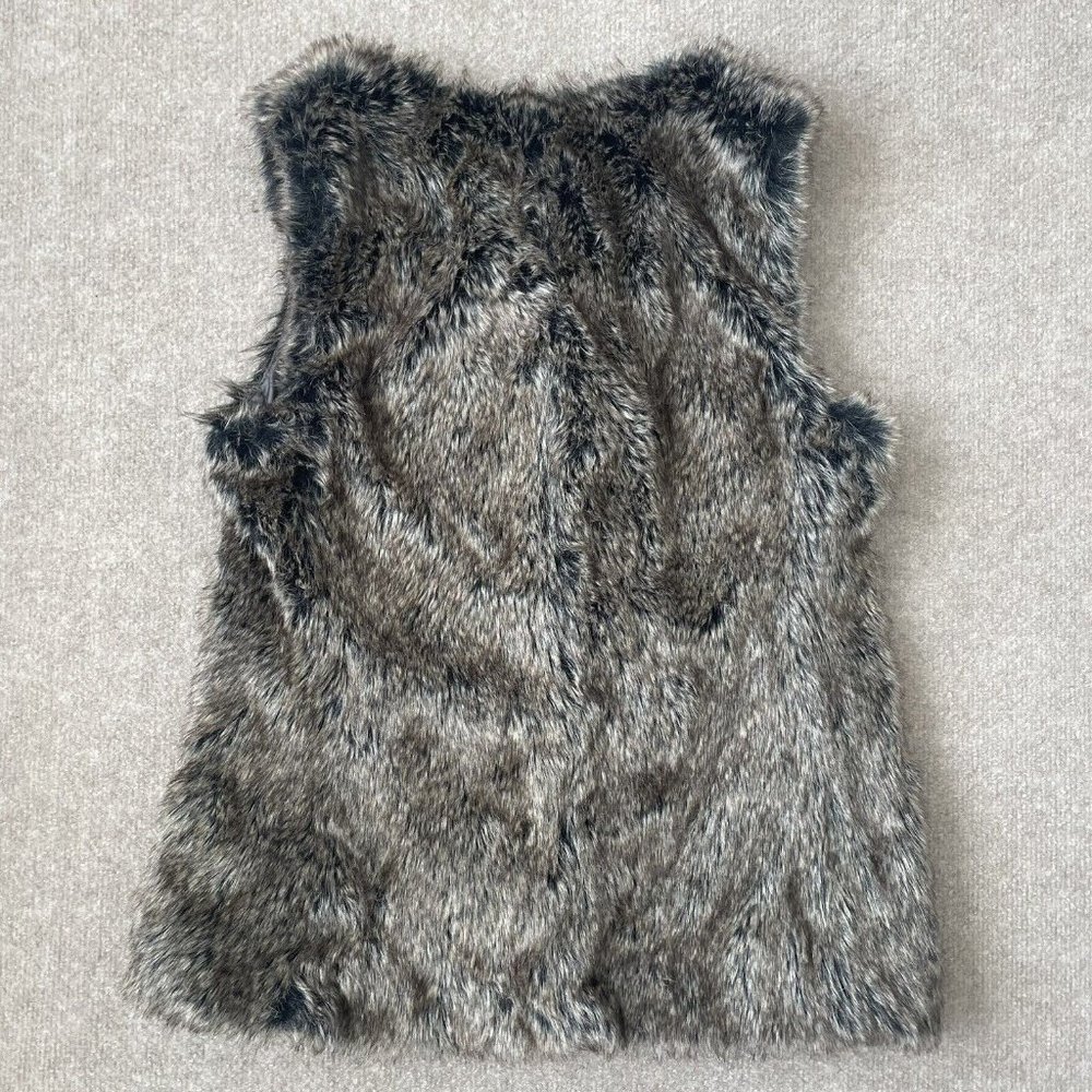 Banana Republic Vest Womens Small Brown Faux Fur Open Front Pockets Jacket - Picture 9 of 9